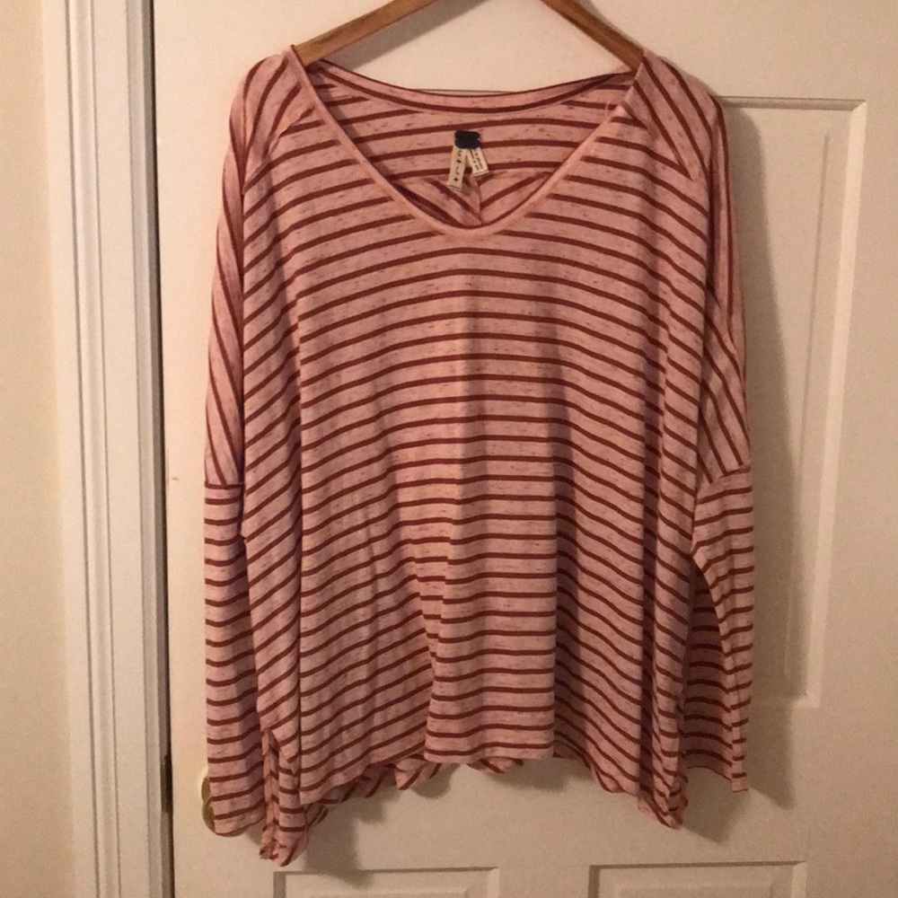 Blush/Burnt Red Free People Long Sleeve Shirt